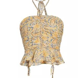 Veronica Beard Yellow and Blue Floral Tank Top